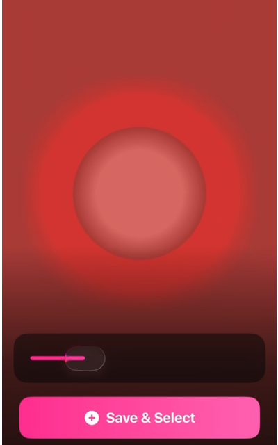 Intensity screen with a slider under a pulsing animation
