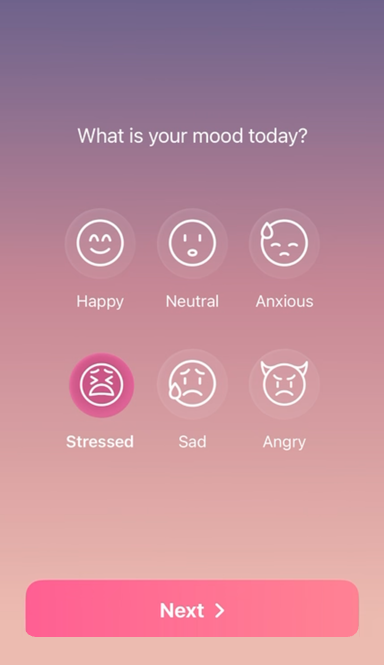 Mood screen with six faces